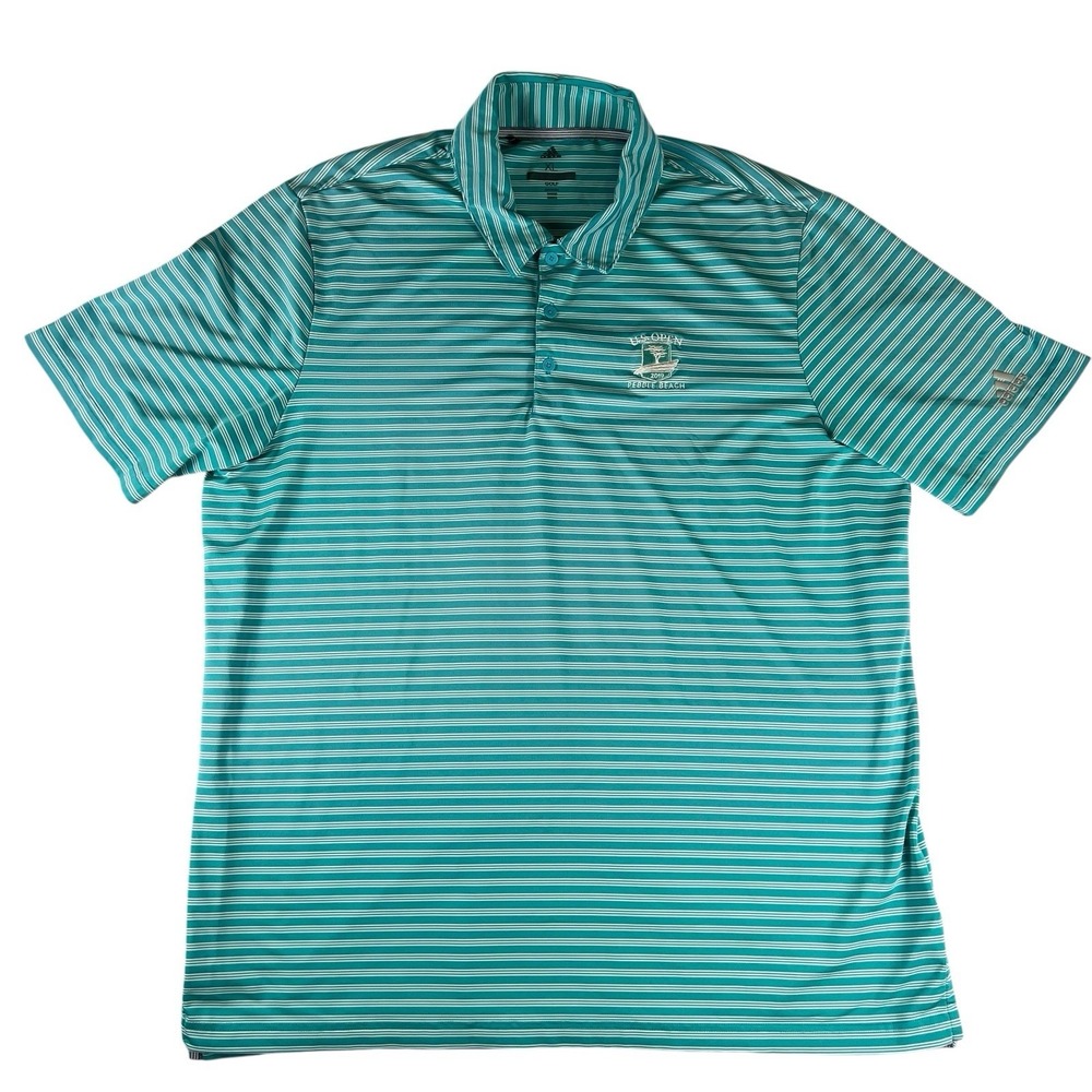 Adidas Golf Polo XL U.S Open 2019 Pebble Beach Striped Performance